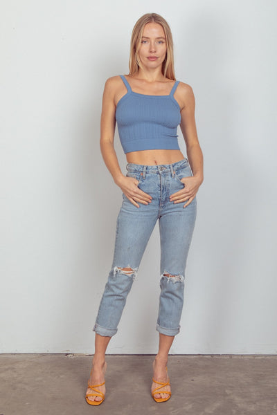 VERY J Cable Knit Seamless Cropped Cami