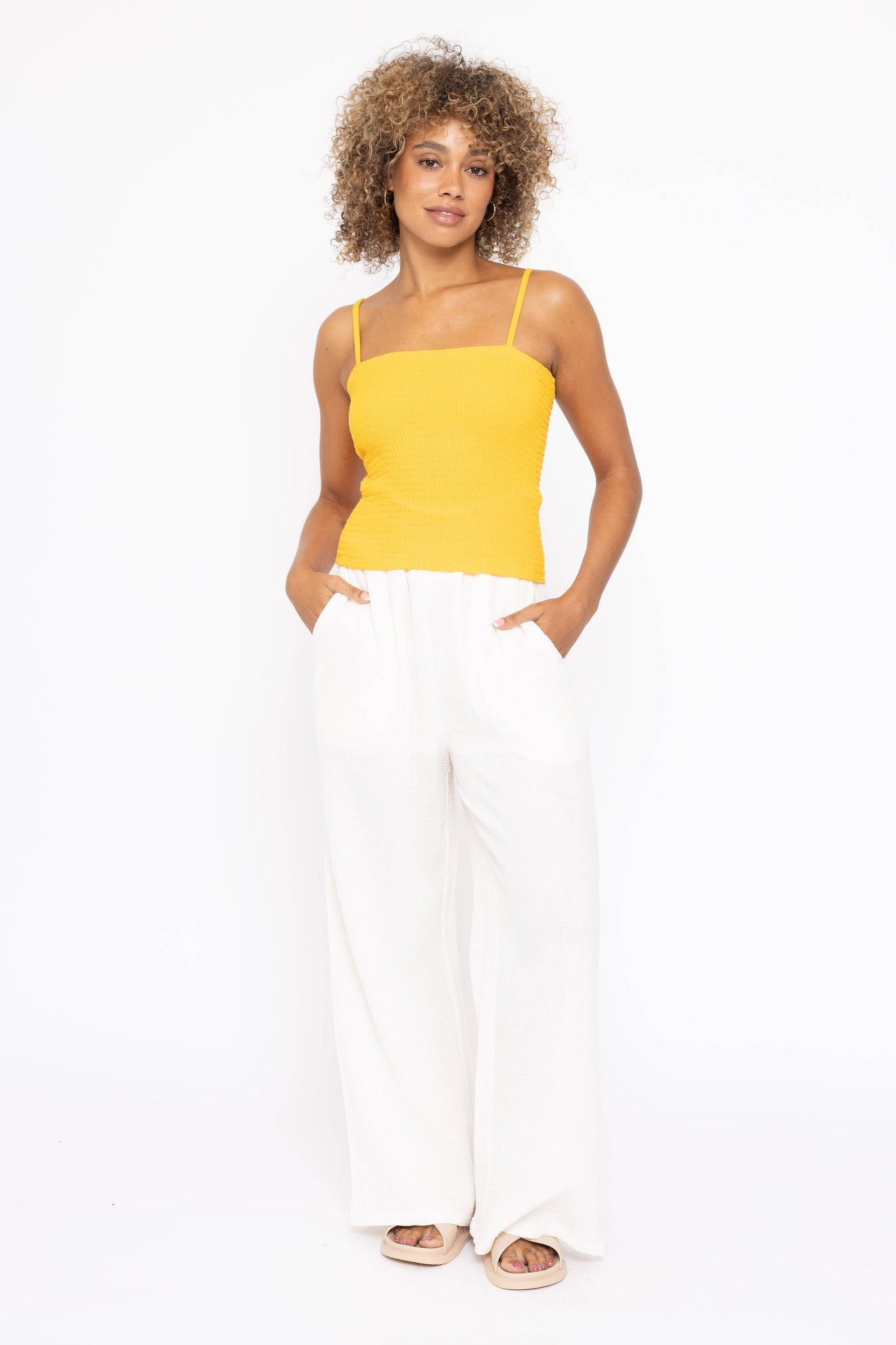 Cotton Gauze Wide Leg Pant