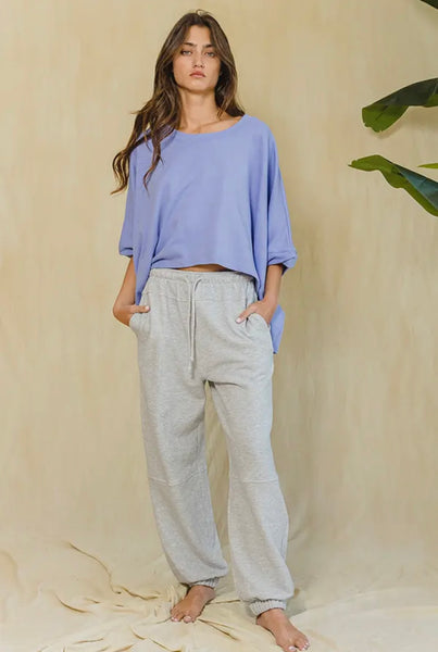 Solid French Terry Semi Crop Top