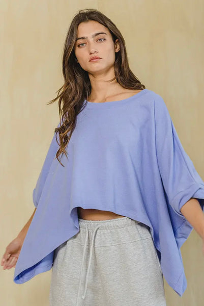Solid French Terry Semi Crop Top