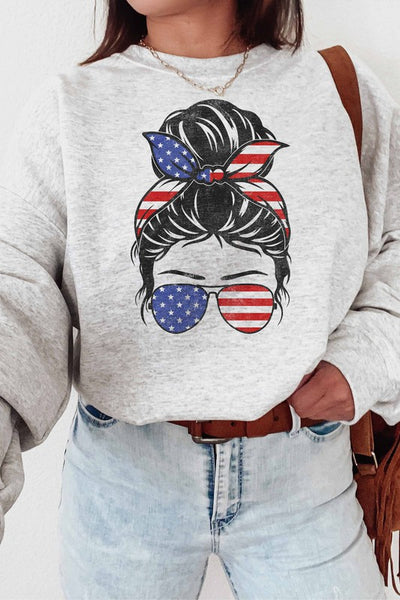 AMERICAN MESSY BUN GRAPHIC SWEATSHIRT