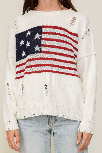 Distressed USA Logo Sweater