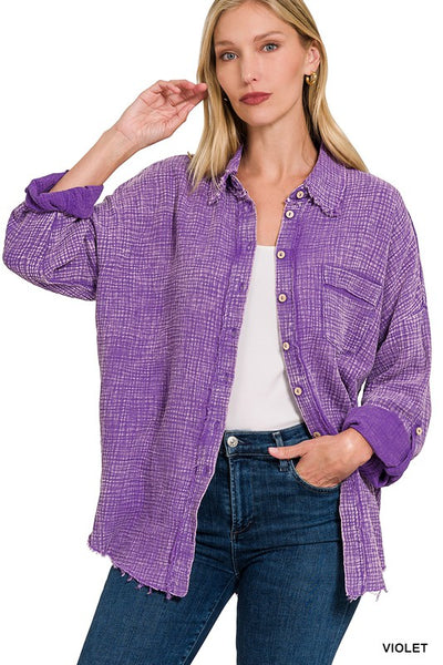 Washed Double Gauze Button Down Shirt