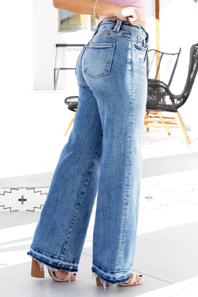 TUMMY CONTROL HIGH RISE WIDE LEG JEANS