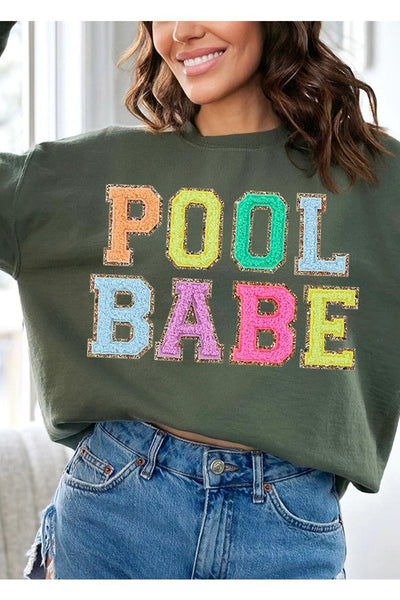 Pool Babe Oversized Graphic Fleece Sweatshirts