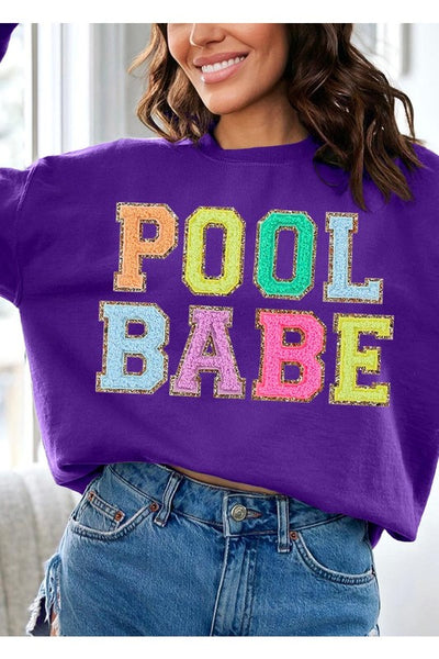 Pool Babe Oversized Graphic Fleece Sweatshirts