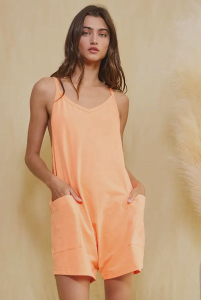 Oversized Tank V-Neck Solid Jersey Romper