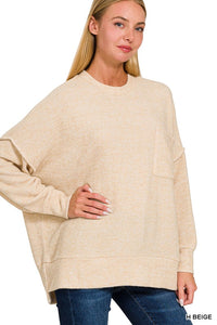 Brushed Melange Drop Shoulder Oversized Sweater