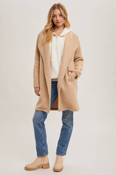 OPEN FRONT KNIT COAT JACKET