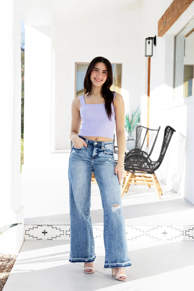 TUMMY CONTROL HIGH RISE WIDE LEG JEANS