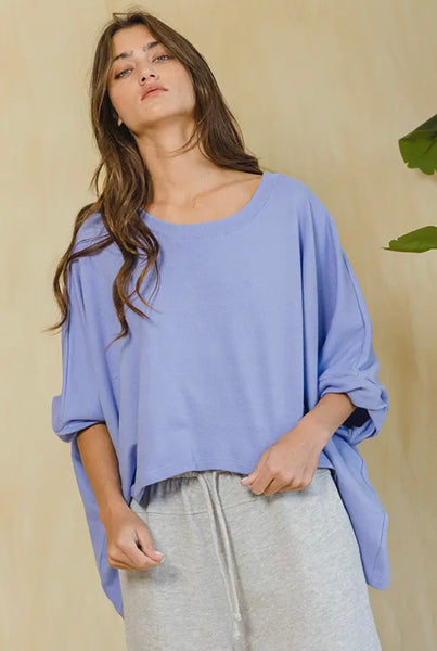 Solid French Terry Semi Crop Top