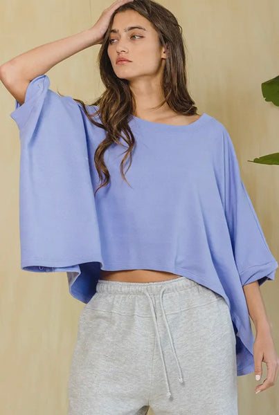 Solid French Terry Semi Crop Top
