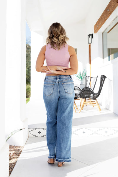 TUMMY CONTROL HIGH RISE WIDE LEG JEANS