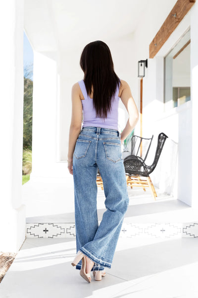 TUMMY CONTROL HIGH RISE WIDE LEG JEANS