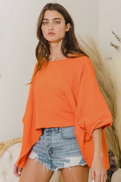 Solid French Terry Semi Crop Top