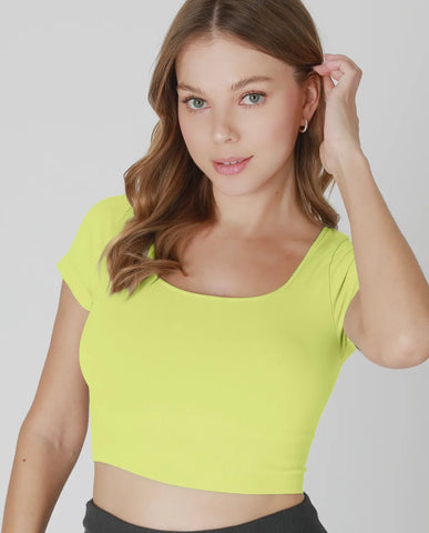 Cap Sleeve Square Neck Top Lemonade