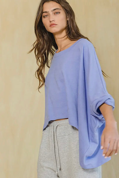 Solid French Terry Semi Crop Top