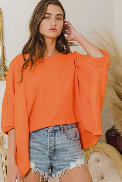 Solid French Terry Semi Crop Top