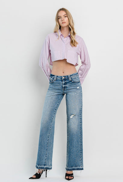 TUMMY CONTROL HIGH RISE WIDE LEG JEANS