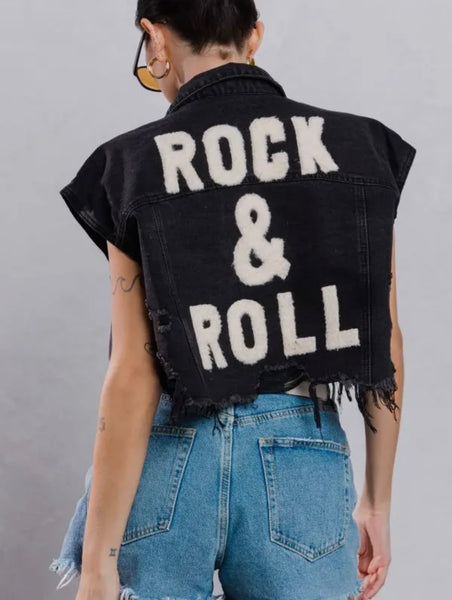 Rock and Roll Crop Denim Vest