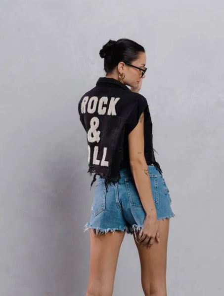 Rock and Roll Crop Denim Vest