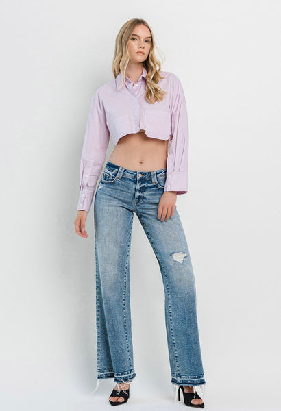 TUMMY CONTROL HIGH RISE WIDE LEG JEANS