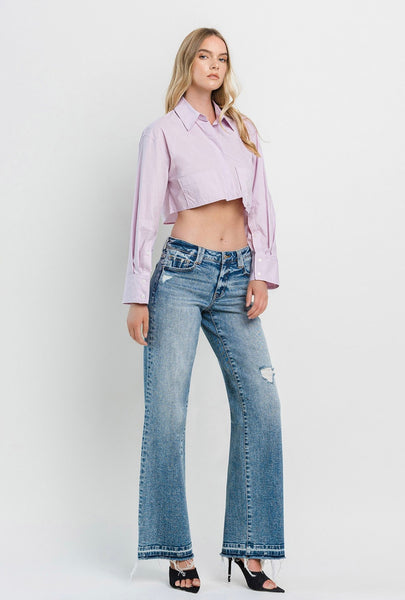 TUMMY CONTROL HIGH RISE WIDE LEG JEANS