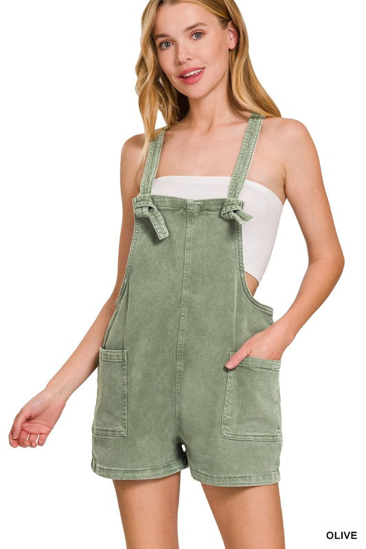 WASHED KNOT STRAP ROMPERS