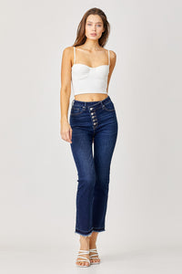 High Rise Cross Over Button Down Jeans