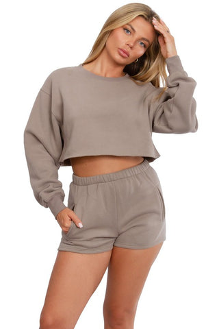 Cropped Loose Fit Sweatshirt and Shorts