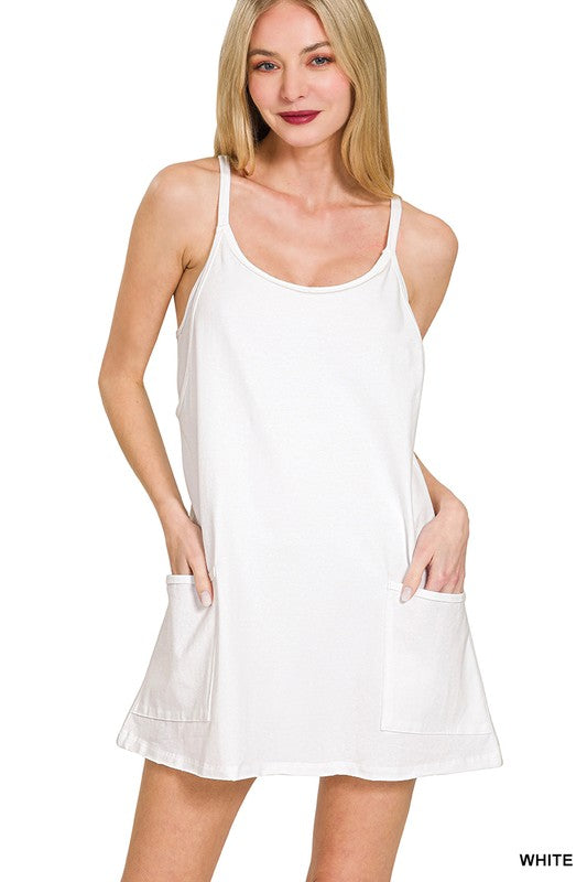 MINI DRESS WITH BUILT-IN ROMPER LINER