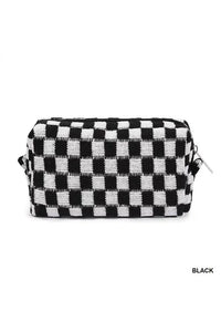 CHECKERED MAKEUP COSMETIC POUCH BAG