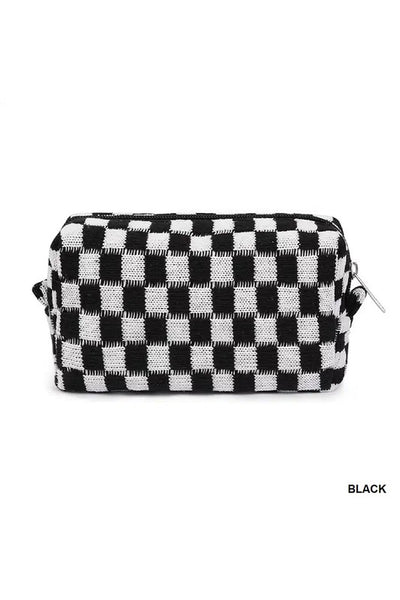 CHECKERED MAKEUP COSMETIC POUCH BAG