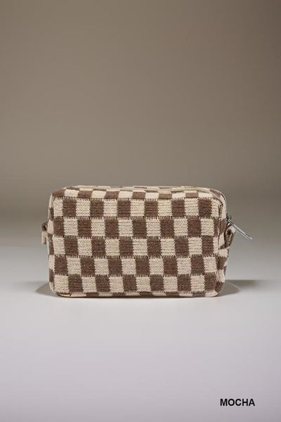CHECKERED MAKEUP COSMETIC POUCH BAG