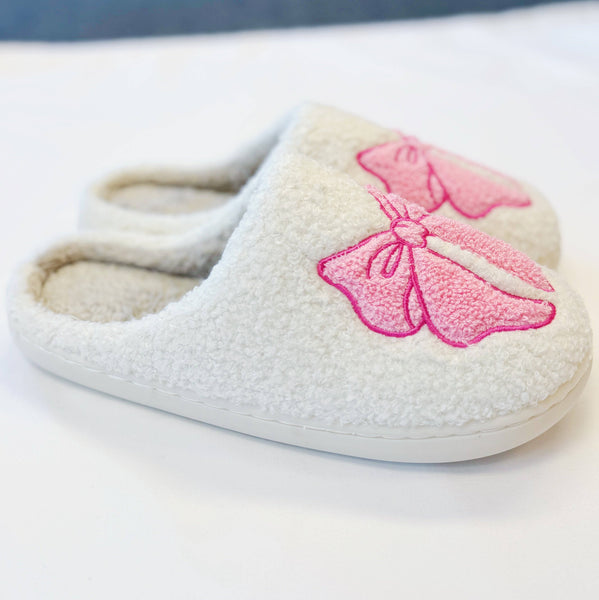 Pink Lounge Bow Cozy Slippers