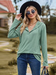 Cable-Knit Hooded Blouse