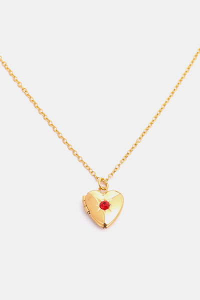 Zircon Heart Shape 14K Gold-Plated Pendant Necklace