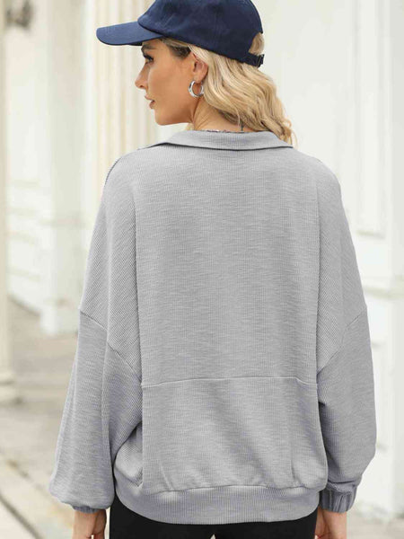 Half-Zip Collared Sweatshirt