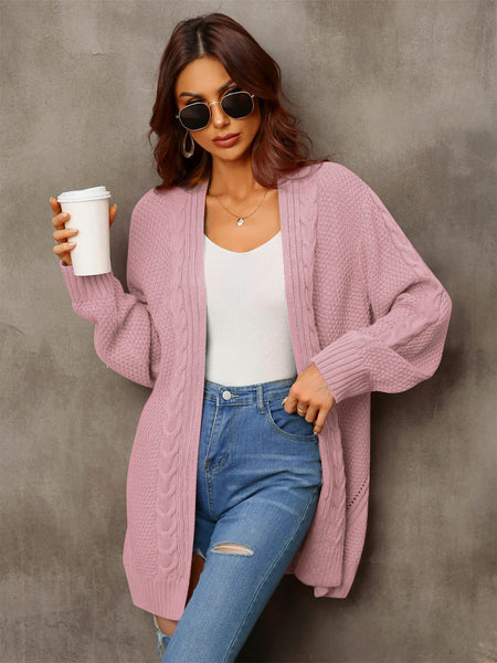 Warm Fall Mixed Knit Open Front Longline Cardigan