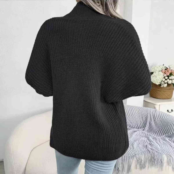 Open Front Lantern Sleeve Cardigan