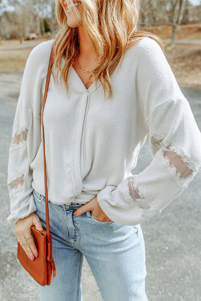 V-Neck Dropped Shoulder Blouse